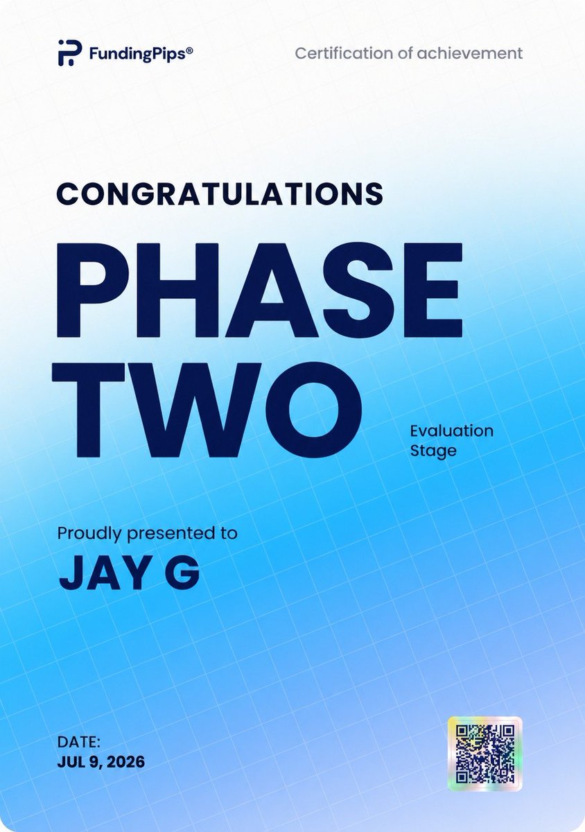 jaygilitwala's tweet photo. Two prop firm evaluations successfully completed.
Every certificate represents months of preparation, countless hours of chart study, disciplined execution, and respect for risk. @IndianStockNewz
#Forex #PropFirm #FundedTrader #Trading  #XAUUSD #FundingPips #BrightFunded https://t.co/NvRu2Ej8mQ