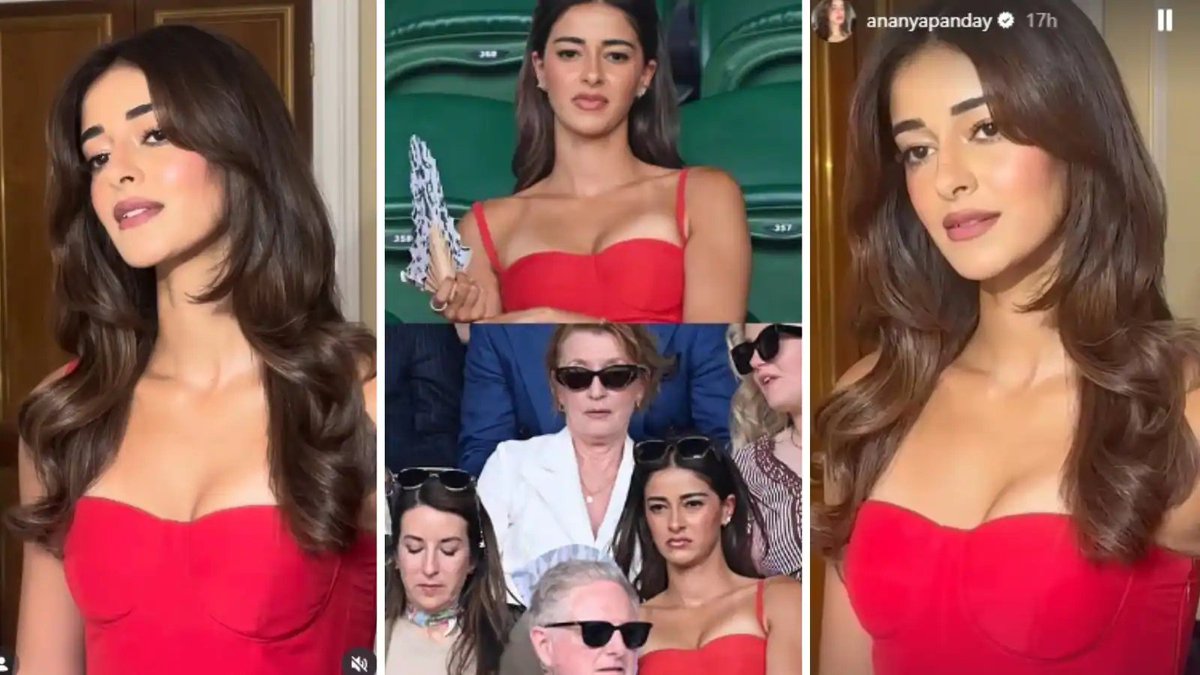 UrbanLegendDai's tweet photo. Serving elegance in red, Ananya Panday attends the Wimbledon Men's Singles Semi-Finals 🎾❤️‍🔥

Ananya Panday gives off a 'Poo' vibe, her stylish Wimbledon look in a beautiful red dress goes viral. https://t.co/NAMe9TvK4K