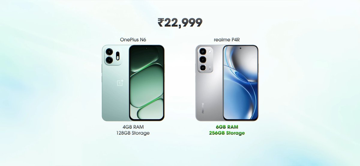 beebomco's tweet photo. ONEPLUS LIED!🚨

For the OnePlus N6, they have used misleading marketing and straight-up lying in the Amazon listings to confuse people.

We talked about everything in our latest video and also compared the OnePlus N6(4GB) with realme P4R (6GB) models to show you why 4GB RAM phones shouldn't exist in 2026.

Watch our video here: https://t.co/R591YkdMfb

What are your thoughts on this? Tell us!