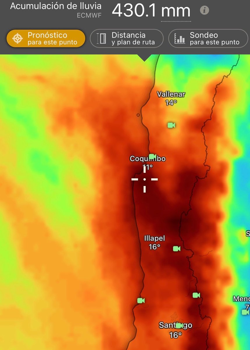 MeteoLaSerena's tweet photo. Con cada actualización del ECMWF concentra el evento en la Región de #Coquimbo, ahora mostrando acumulados extraordinarios sobre 400 mm en sectores entre las comunas de #Coquimbo y #Ovalle https://t.co/cMTkoOPC2s