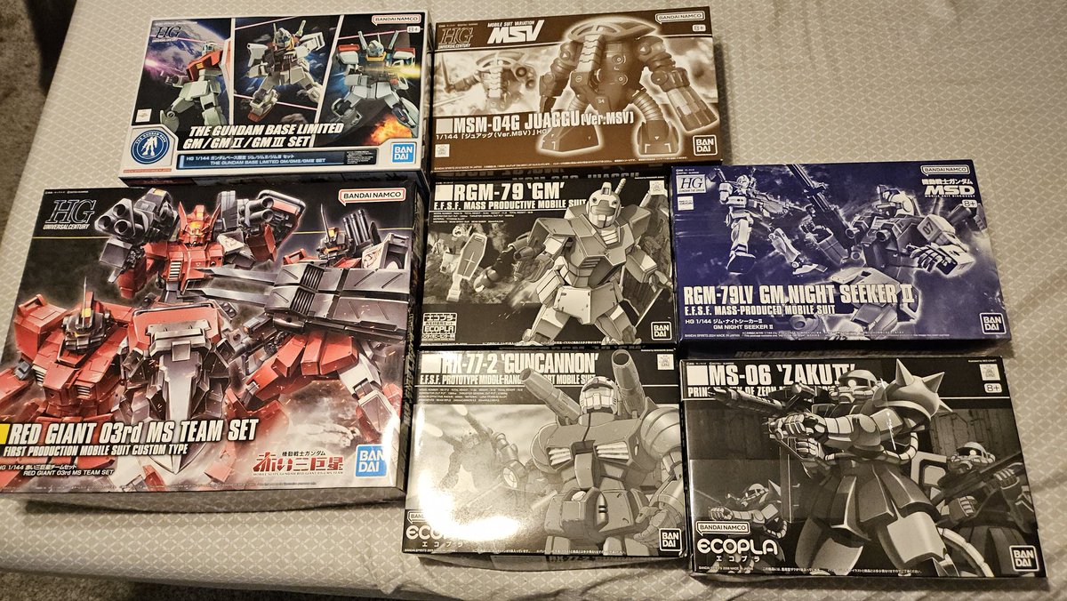 nickbau5's tweet photo. Got some new gunpla the other day from Surugaya. Into the backlog for a bit, but they look cool https://t.co/AxWP8uwMRu