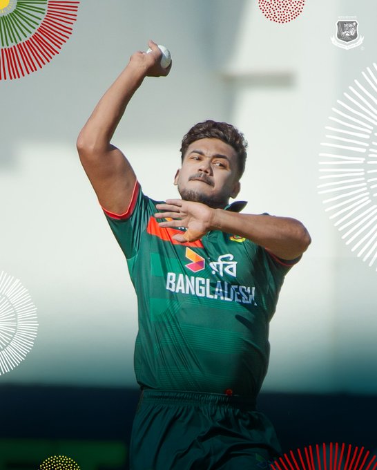 A 51-run partnership is broken by Taskin Ahmed  Innocent Kaia dismissed for 25