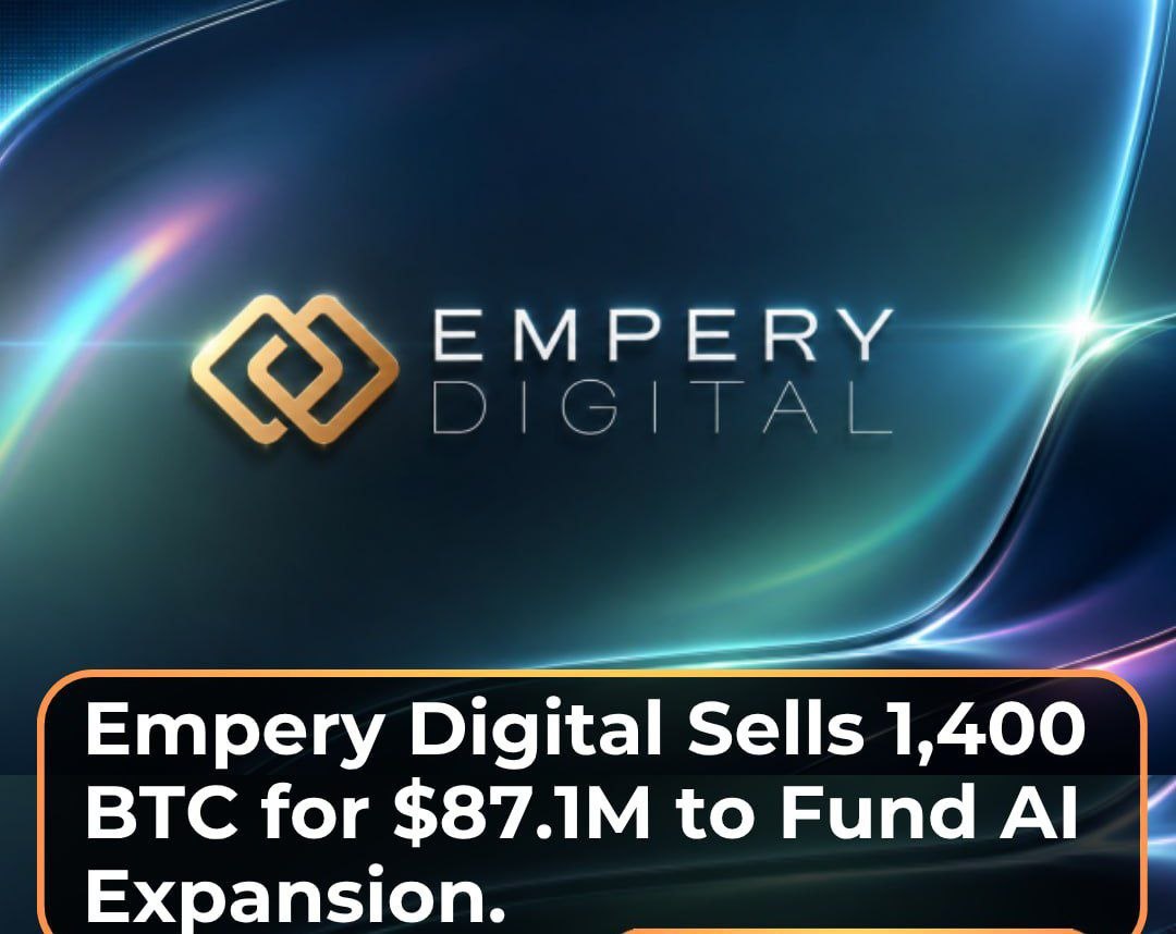 0x_IAm_Groot's tweet photo. 🚨 Empery Digital has sold 1,400 BTC for $87.1M to accelerate its AI expansion.

This move highlights a growing trend: companies are leveraging crypto assets to invest in the future of artificial intelligence.

Crypto funding AI.
The convergence is underway. 🤖₿ https://t.co/TQzI6uQwss