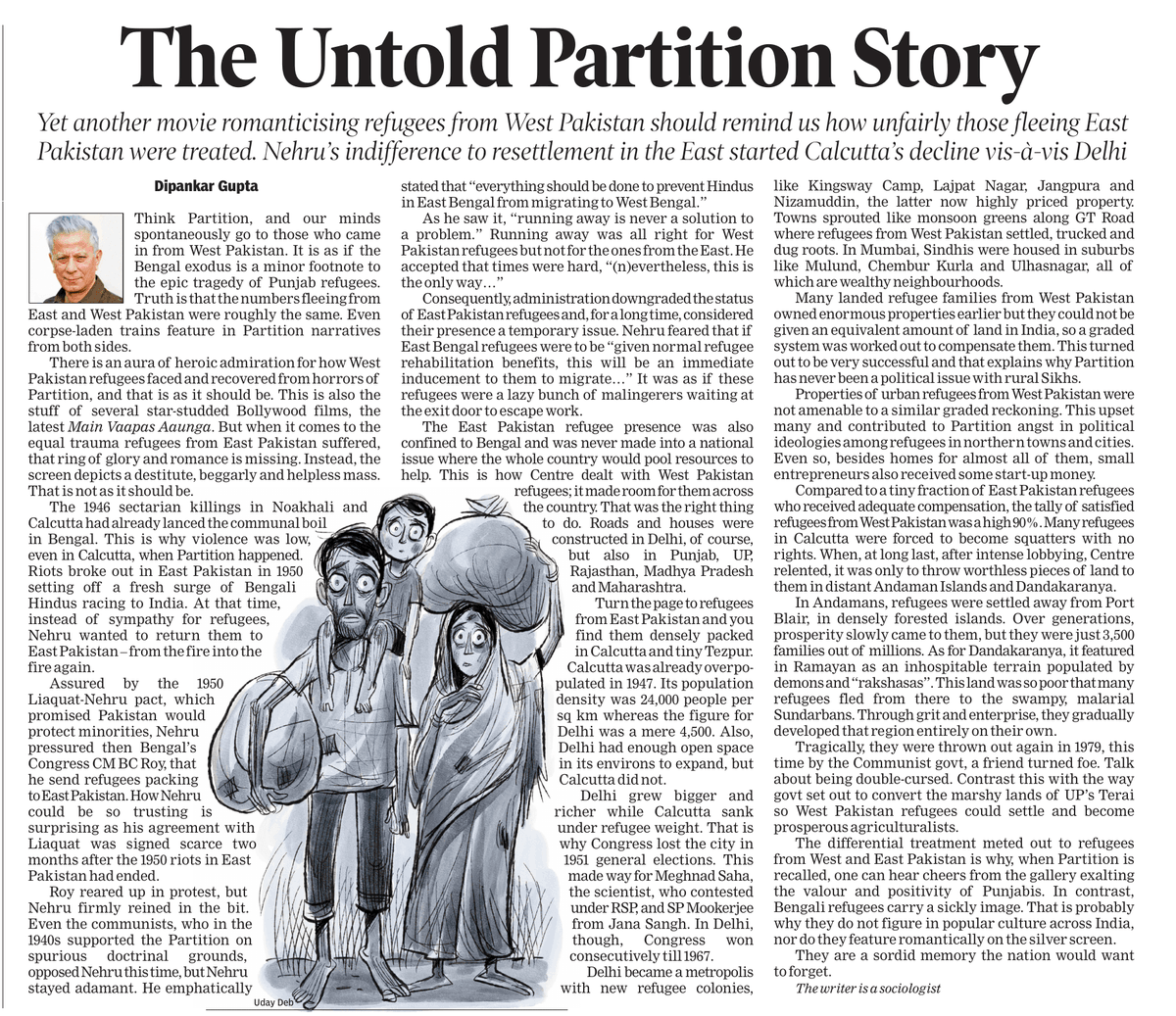 Anuraag_Shukla's tweet photo. When we think of Partition, the dominant imagery is overwhelmingly from West Pakistan. 

The displacement of Bengali Hindus from East Pakistan, Dipankar Gupta argues, has never received comparable historical or cultural recognition. https://t.co/6lAxZ4NwN4