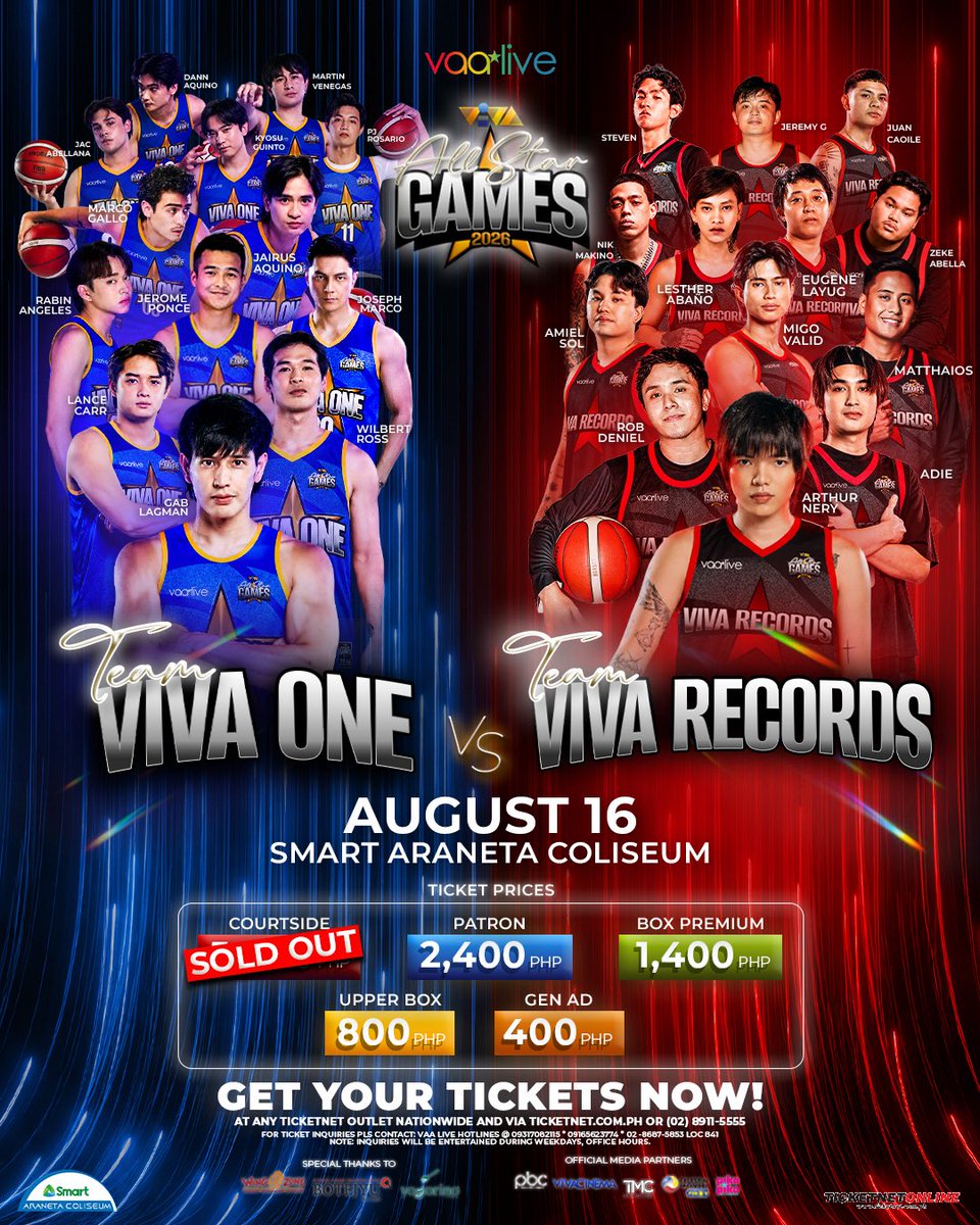 vaa_live's tweet photo. UNLEASH THE ENERGY! ⚡🔥

The ultimate face-off is getting bigger, louder, and higher! We aren't just taking over the court—we're owning the entire floor with these massive main events at the VIVA ALL STAR GAMES 2026 this coming August 16 at the Smart Araneta Coliseum! 🏟️✨ https://t.co/w5w67qNLGb