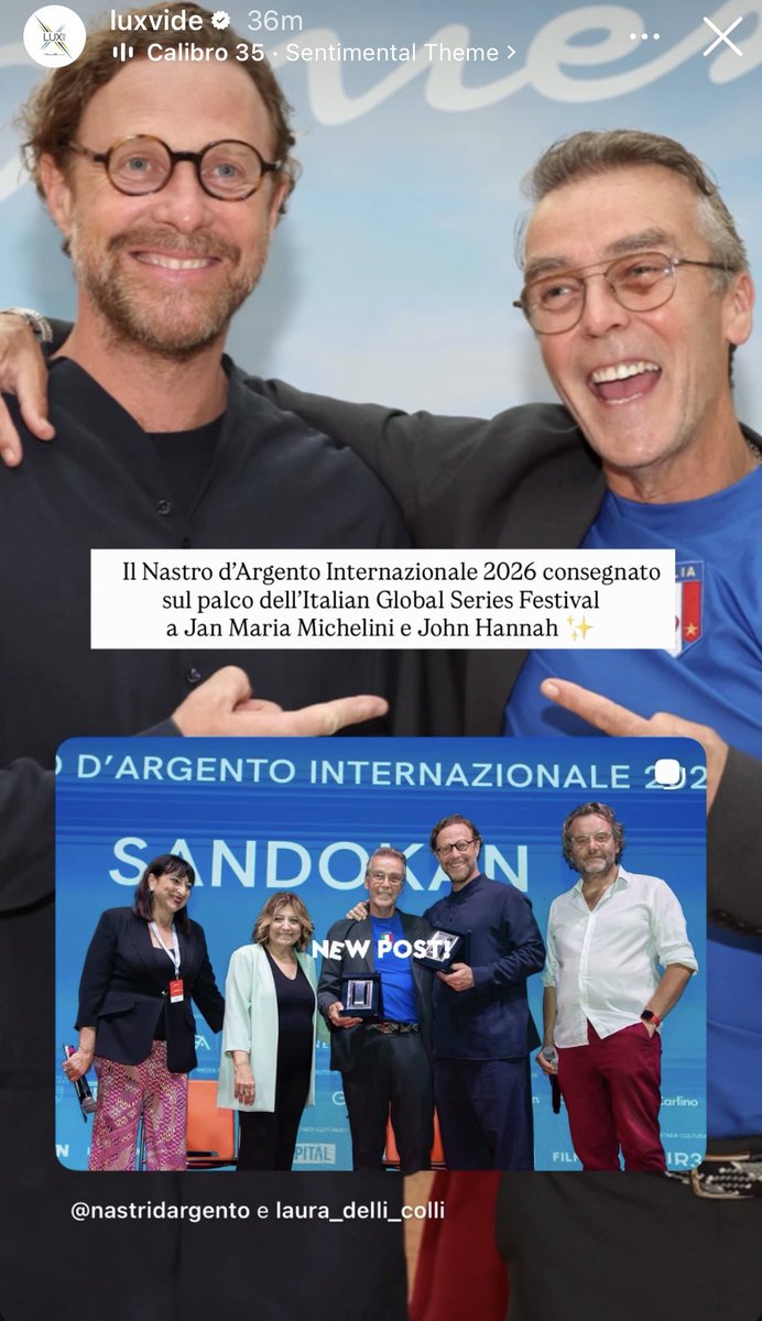 CanYamanNewsInt's tweet photo. 🇮🇹 🏆 | Yesterday during IGSF2026 Jan Maria Michelini and John Hannah (on behalf of the actors) collected Nostro d’Argento for the #Sandokan series. https://t.co/QpJM47JEIJ