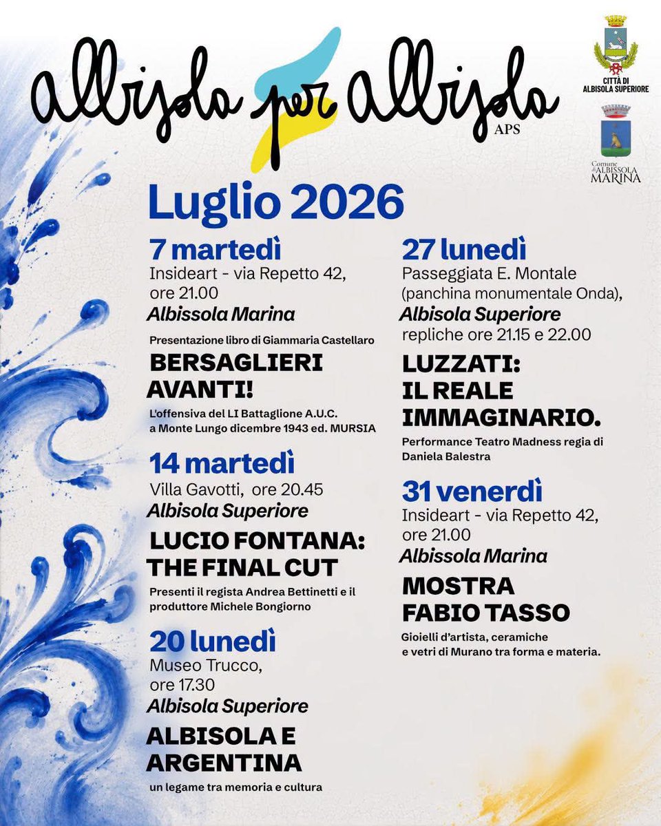 CCIAARIVLIG's tweet photo. Le #Albisole ti aspettano per ๐ฎ๐ง ๐ฆ๐๐ฌ๐ ๐๐ข ๐ฅ๐ฎ๐ ๐ฅ๐ข๐จ ๐๐ฅ๐ฅ'๐ข๐ง๐ฌ๐๐ ๐ง๐ ๐๐ข ๐๐ซ๐ญ๐, ๐๐ฎ๐ฅ๐ญ๐ฎ๐ซ๐ ๐ ๐ฅ๐๐ญ๐ญ๐๐ซ๐๐ญ๐ฎ๐ซ๐๐๐จ๐๐
#LigurianRivierav #Summer2026 #lamialiguria #LePerleDelSavonese #ExperienceTouristCard #TouristCardBus #cciaarivlig https://t.co/BpivzdhMpi