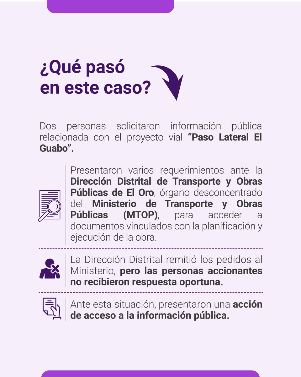 CorteConstEcu's tweet photo. Dos ciudadanos solicitaron información sobre un proyecto vial, pero ninguna autoridad respondió a sus requerimientos. https://t.co/nNfzBKCQbK