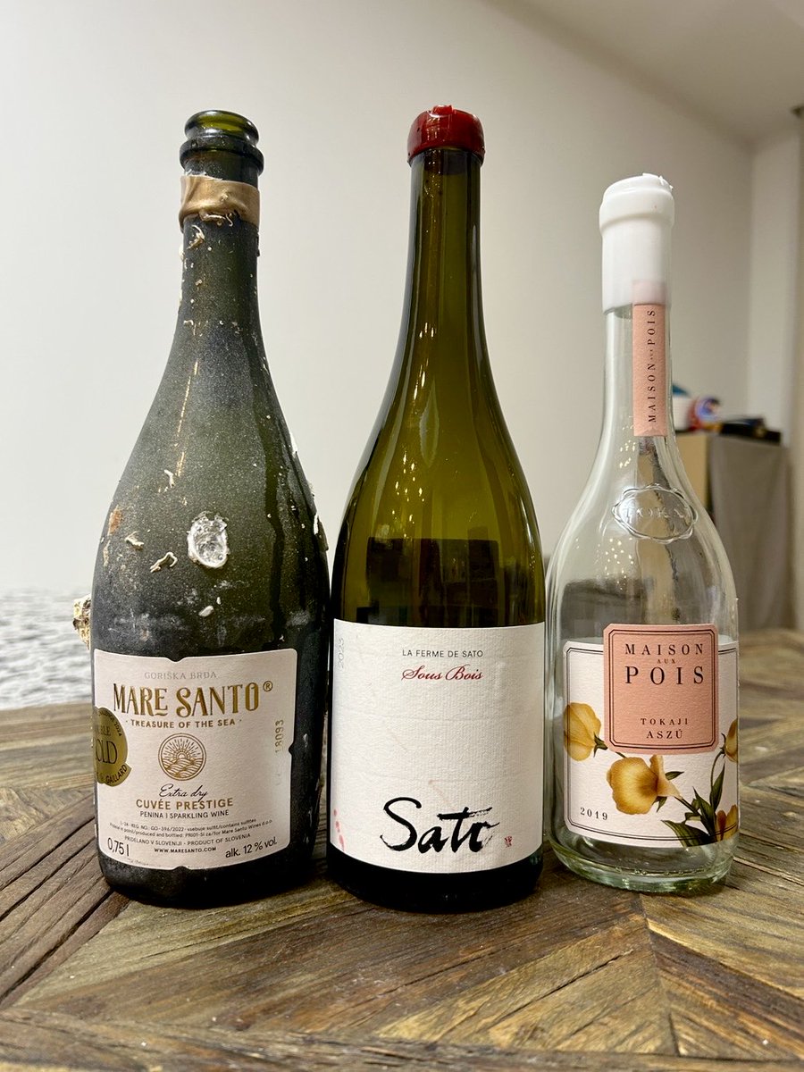 ototake_wine's tweet photo. それぞれの「これぞ」を持ち寄る会。

①スロヴェニアの海底ワイン🇸🇮
②SATO WINESのカベフラ🇳🇿
③トカイの最高峰🇭🇺

どれも筆舌尽くしがたい珠玉のワインたちでした✨ https://t.co/8iR4raGXox