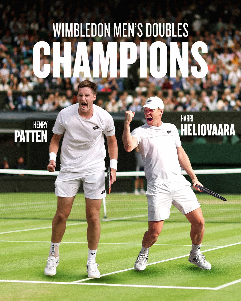 the_LTA's tweet photo. HENRY PATTEN AND HARRI HELIOVAARA ARE WIMBLEDON CHAMPIONS AGAIN 🏆🌱

The pair secure a superb 7–6, 7-6 victory over Marcelo Arevalo and Mate Pavic to take home the @wimbledon men's doubles title!

#Wimbledon https://t.co/yU7l0sieS3