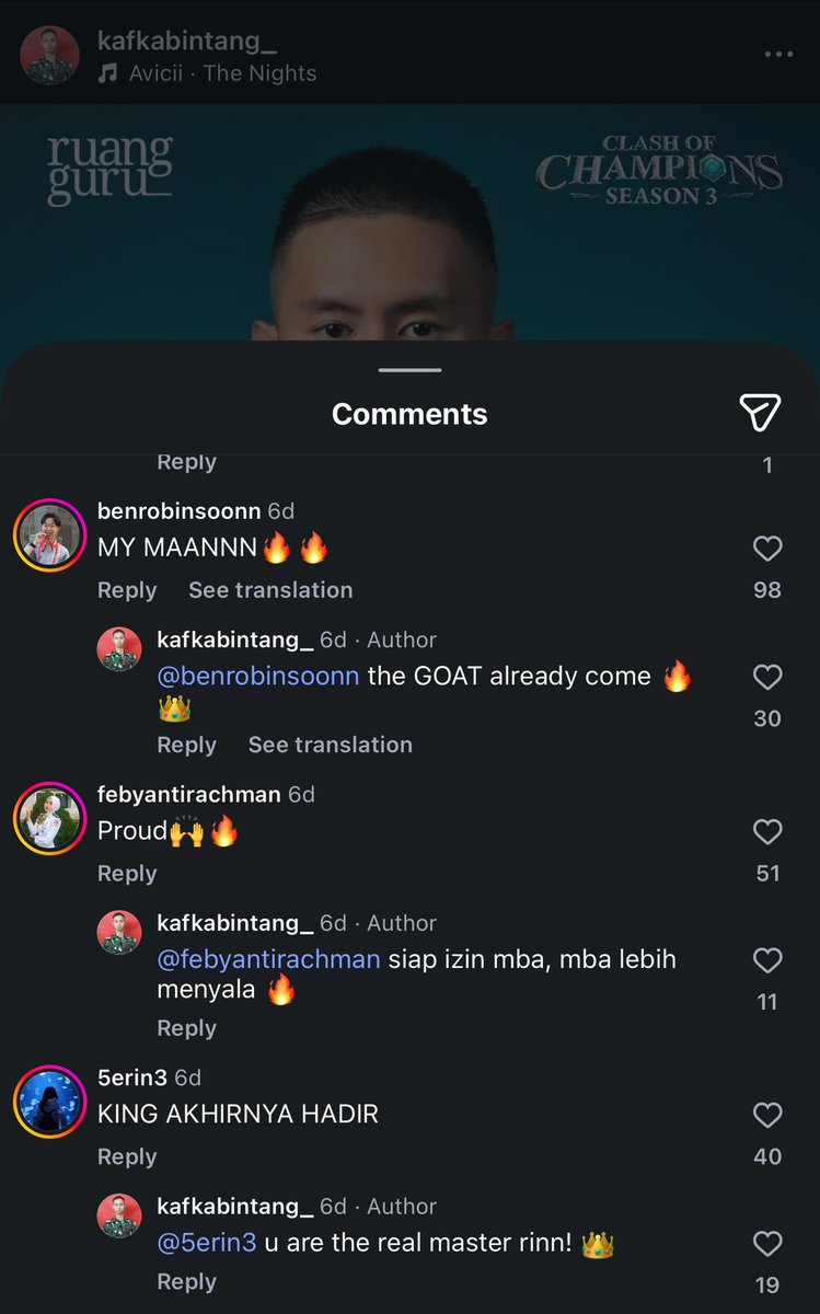 terareka's tweet photo. anak-anak coc yang komen di ig kafka gak boong beneran the bintang bintang kata azka 🤩 https://t.co/IwN7FGcdDe