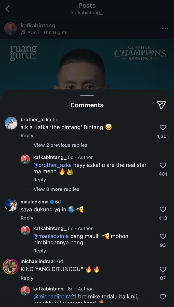 terareka's tweet photo. anak-anak coc yang komen di ig kafka gak boong beneran the bintang bintang kata azka 🤩 https://t.co/IwN7FGcdDe