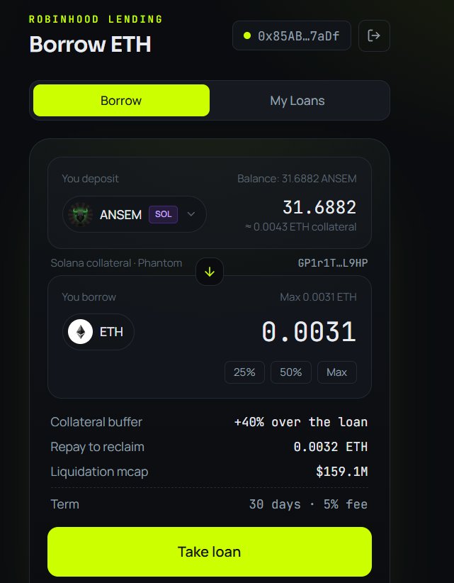 Robinhood Lending Protocol tweet media