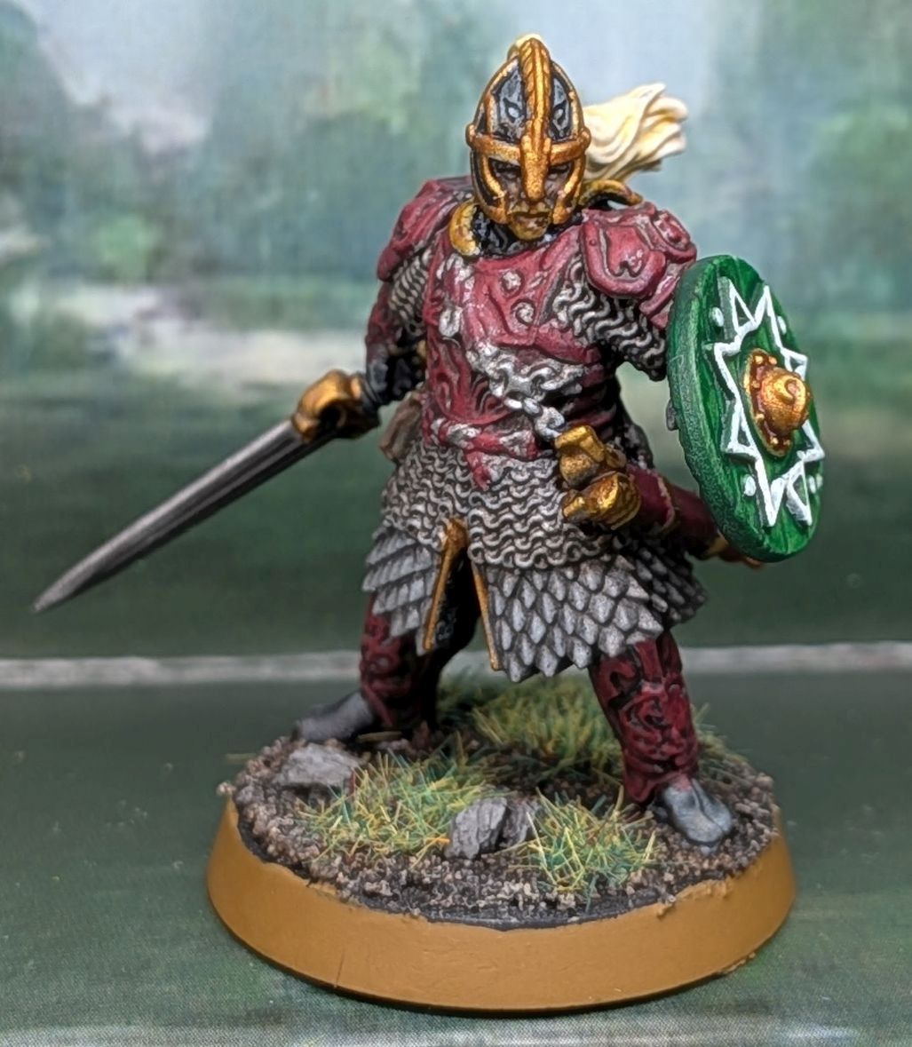 lando1995's tweet photo. ミドルアースのフィギュア、エオメル徒歩版（Éomer）塗りました！ローハン王セオデンの甥で次期ローハン王です。騎兵版塗ったのは2024年11月でずいぶん間が空きました。
#LotR #MiddleEarth https://t.co/xy7pNdpFyP