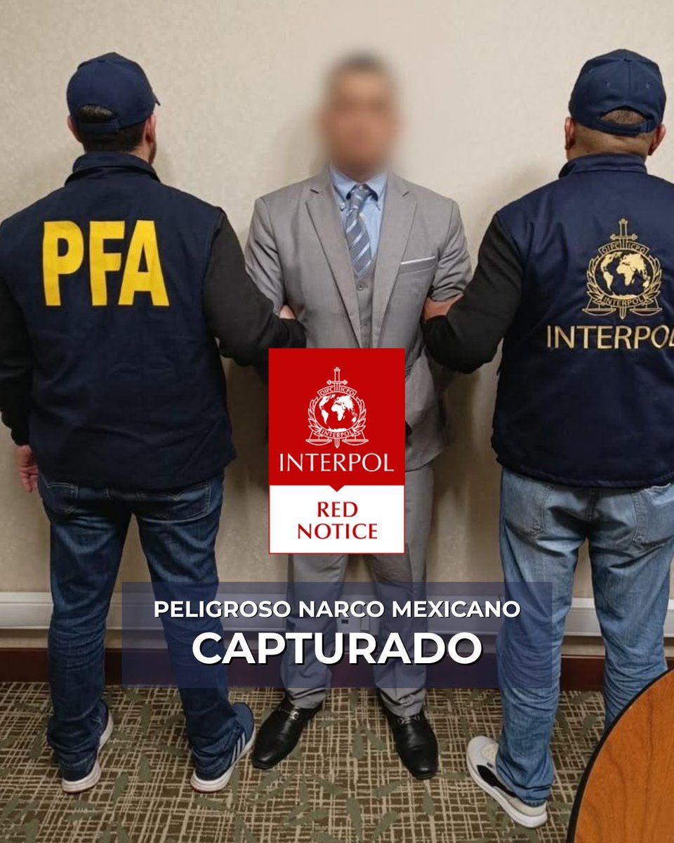 PFAOficial's tweet photo. Detuvimos en la Ciudad de Buenos Aires a un peligroso narco mexicano con pedido de captura internacional mediante notificación roja de INTERPOL por parte de los Estados Unidos. https://t.co/mycFCst927