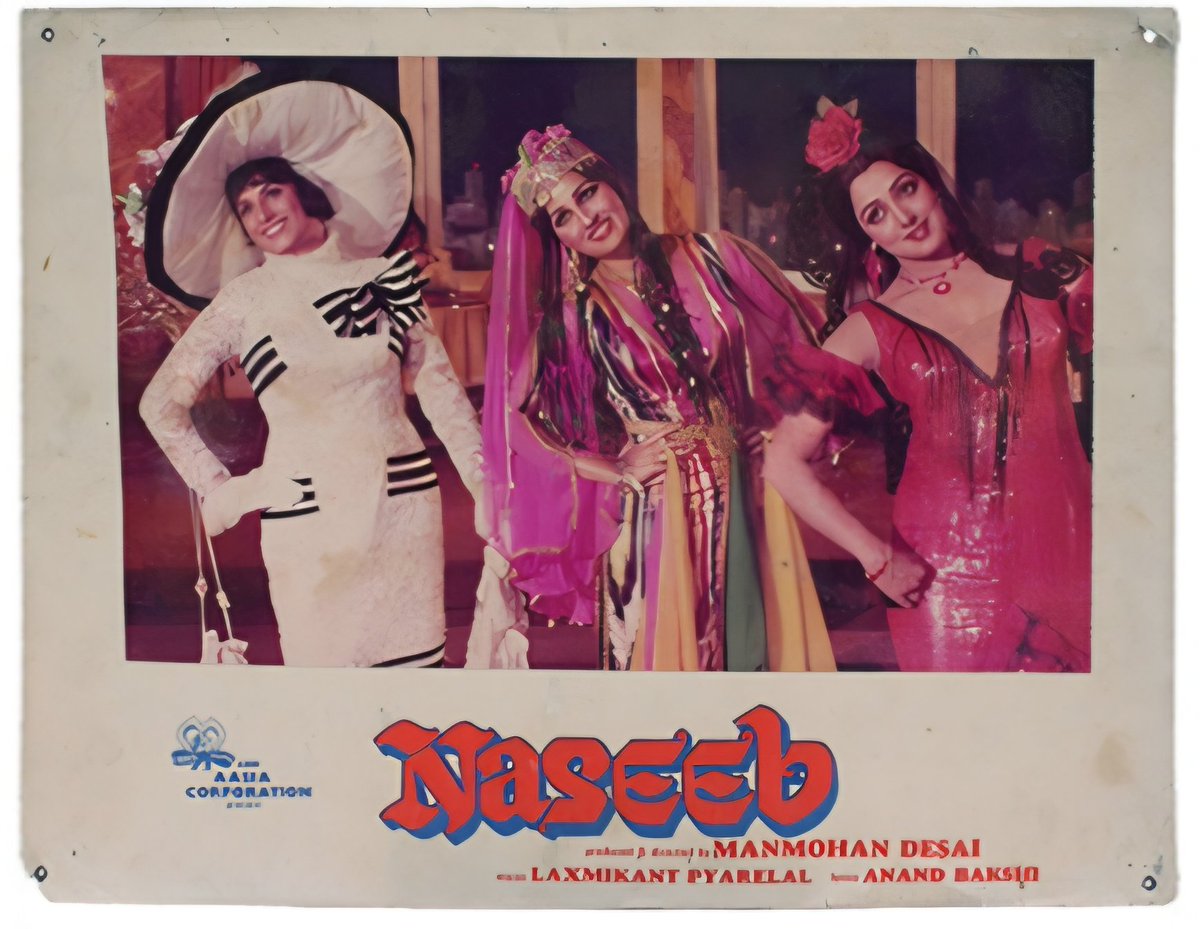 AmitAgrawl's tweet photo. Continuing our #BollywoodLobbyCard series, sharing the nostalgic cards from #Naseeb starring #AmitabhBachchan https://t.co/K99IdFVIQ4