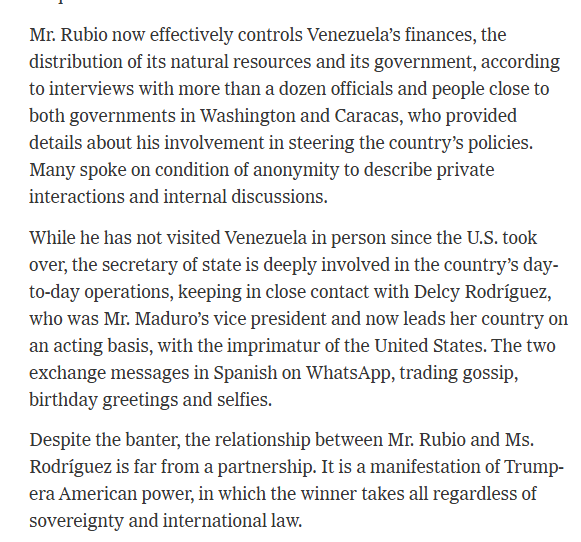 PWRedArmor's tweet photo. Bolivarian Revolution Post President Snatch Update:It's now been fully unveiled Rubio runs Venezuela as a post modern governor-general via WhatsApp and the treasury dept. https://t.co/u4Bhnkg9kr