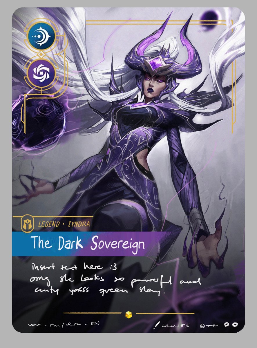 Ulchete's tweet photo. Turning my Syndra pieces into Riftbound cards just to see https://t.co/oCFJQrklWY
