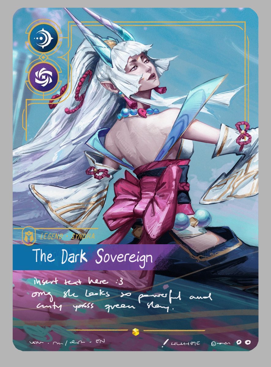 Ulchete's tweet photo. Turning my Syndra pieces into Riftbound cards just to see https://t.co/oCFJQrklWY