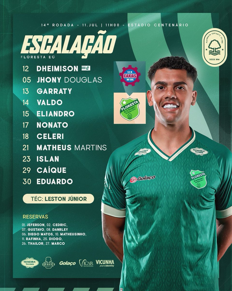 arthurribeirox's tweet photo. Floresta escalado para a partida de logo mais. https://t.co/LLNvGd8wJd