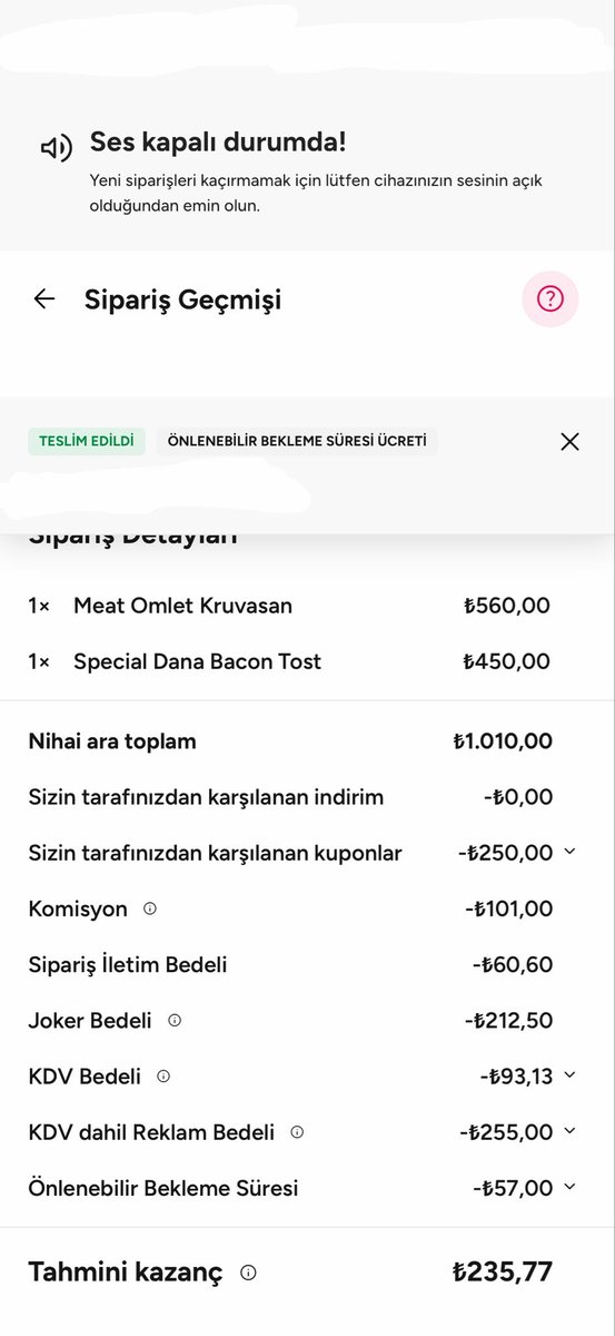 ASatilmaz's tweet photo. Maliyeti işletmeye 580 lira olan iki ürünü 1010 liraya @yemeksepeti nde satışa sunuyorum TEKEL platformların yaptığı kesintiler sonucunda 235 TL ye satmış oluyorum hadi Joker olayı tamam bilerek müşteri kazanabilmek için yaptığım uygulama ya diğerleri ??? @RekabetKurumu https://t.co/6bk94EVmIz