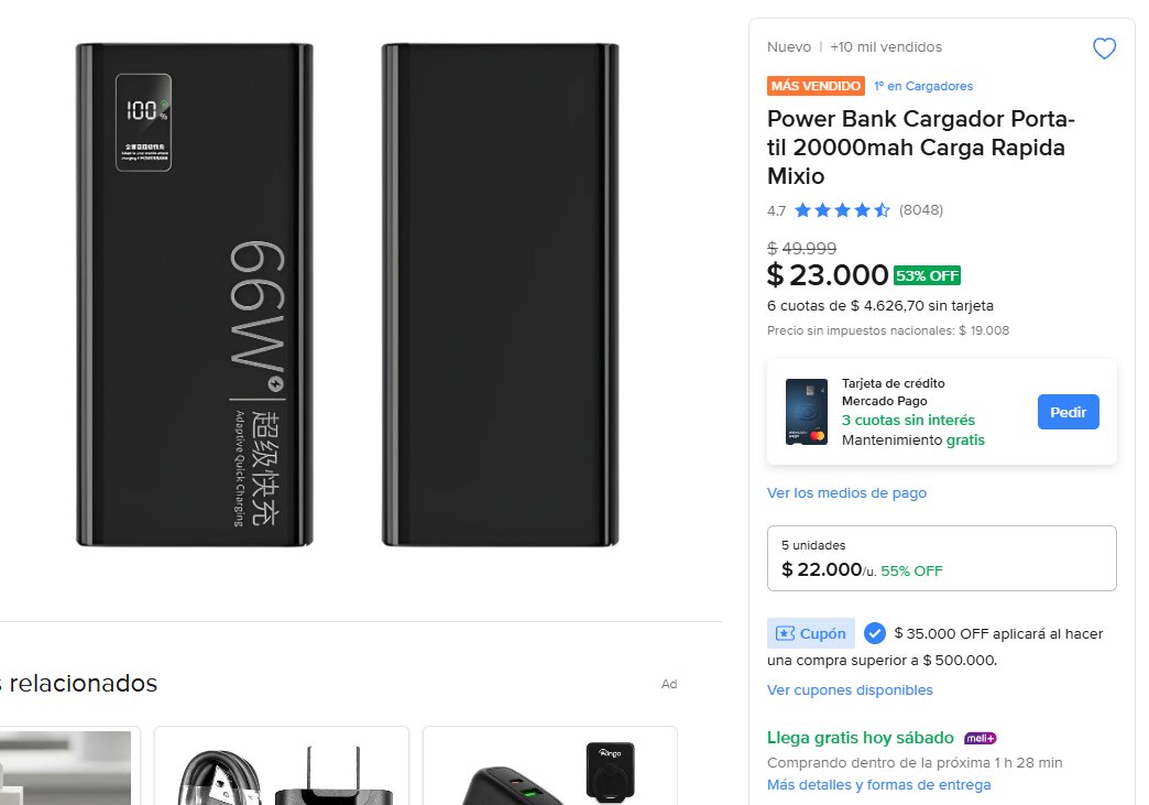 AhorrandoAndoAr's tweet photo. SUPER PRECIO 😍

Power Bank Cargador Portatil 20.000mah Carga Rapida Mixio a $23.000

Tiene muy buenas opiniones 😍

https://t.co/5hxJJnfNel https://t.co/Rl3AJAwccj