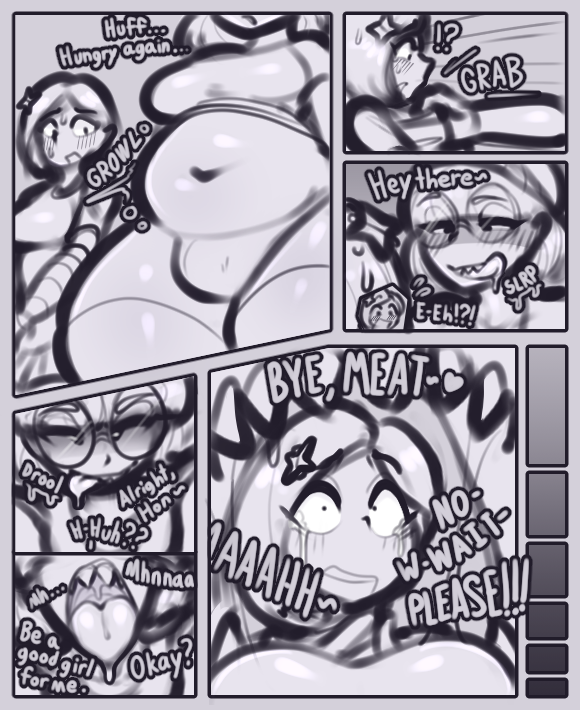 hornedhotcakes's tweet photo. cw /// fatal vore, digestion, unwilling prey, burping

my short comic, "Shark Hunting" is done!! 🦈 Abby's cravings get the better of her... much to the dismay of some conveniently-available girlmeat... ☠️

Oh well! She's better off like this anyway 💜 https://t.co/ELkfpqz0EK