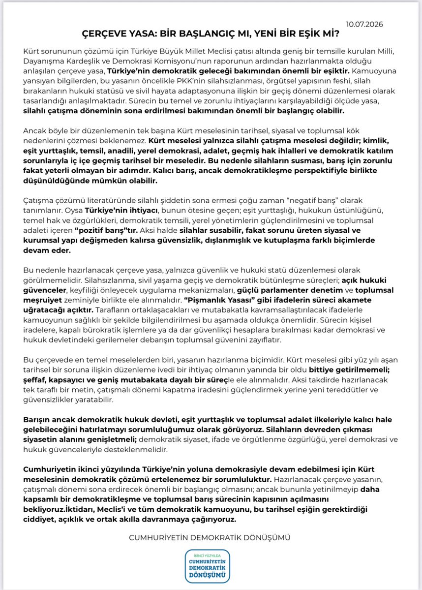 İkinci Yüzyılda Cumhuriyetin Demokratik Dönüşümü tweet media