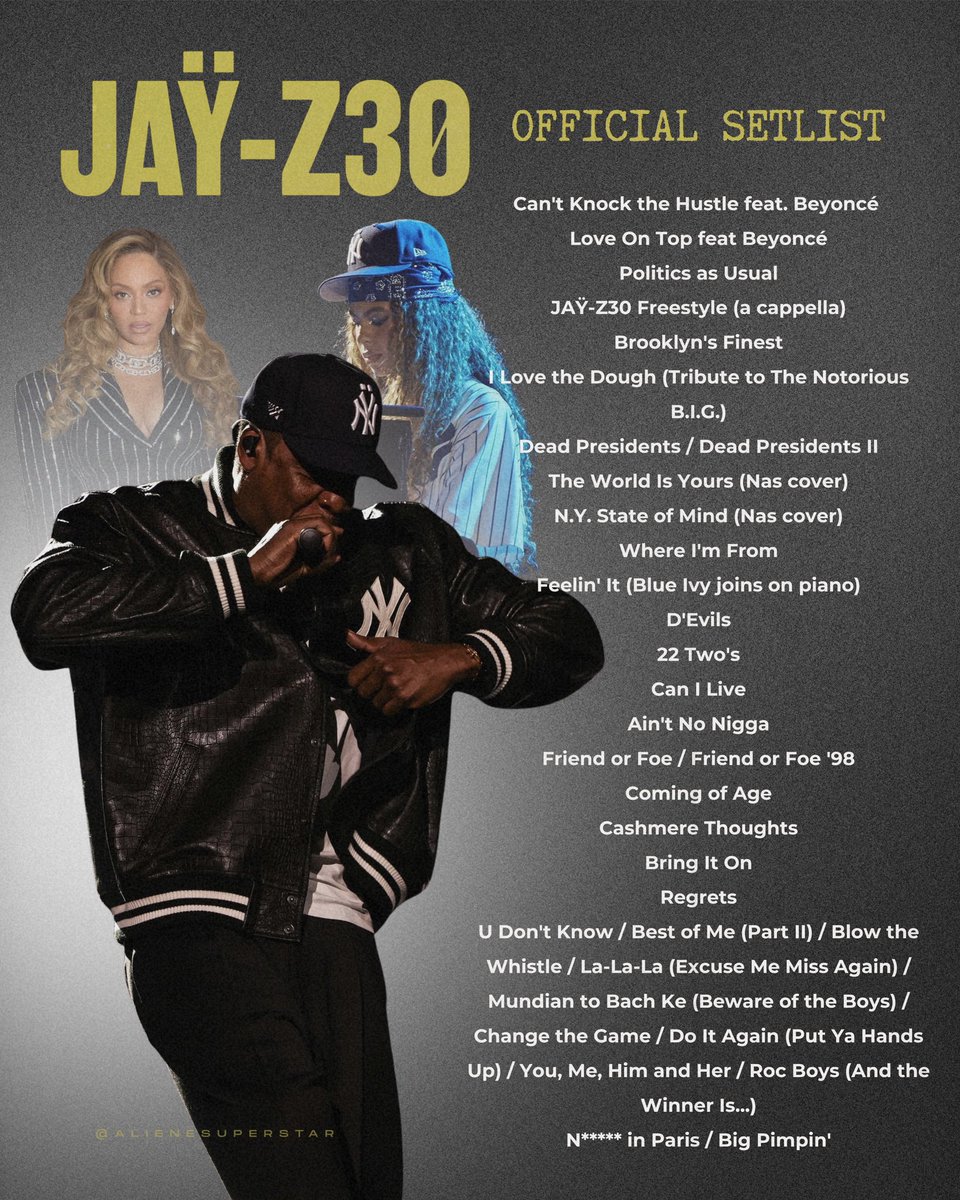 jayzbase's tweet photo. JAŸ-Z’s Yankee Stadium set list (Night 1) https://t.co/bzFeTwX61i