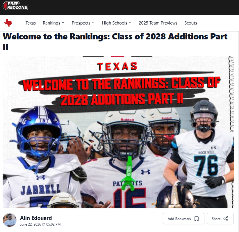 TroyFalke's tweet photo. Thank you @iam_alinedouard for the write-up and ranking and for including me on the cover of your @PrepRedzone article.
@_EliteProspects @RockHill_FB @CoachDavenportJ @Coach_Jonez @CoachTMcCormick @adamgorney
@gregbiggins @ChadSimmons_ @BrandonHuffman
@gregsmithrivals @theucreport @samspiegs @GPowersScout @PrepRedzoneTX @247Sports @On3 @Rivals @dctf