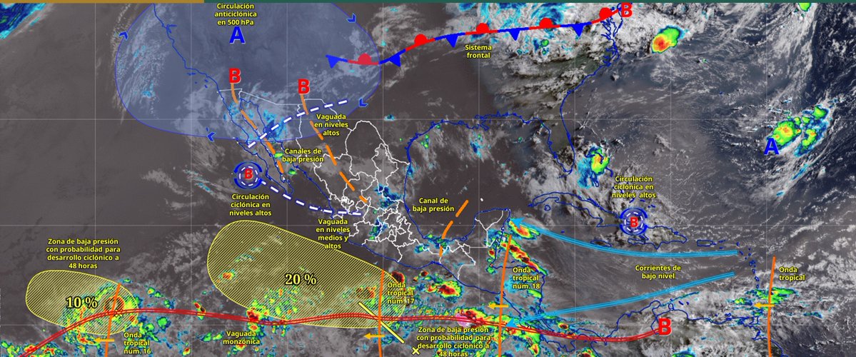 carlosmartinh's tweet photo. 🌦️Ondas tropicales 17 y 18 provocarán lluvias intensas

El Servicio Meteorológico Nacional vigila el avance de las ondas tropicales 17 y 18, además de una zona con potencial ciclónico en el Pacífico Sur. https://t.co/m6BsjjUEvm