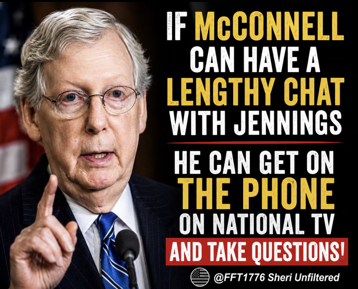 FFT1776's tweet photo. 🚨If Mitch McConnell is capable of holding a lengthy conversation with Scott Jennings about ‘policy’ …

.. then he’s healthy enough pick up the phone on national television and answer questions directly.

🔥GOP and Scott Jennings, STOP LYING! https://t.co/L3t83VXw1j