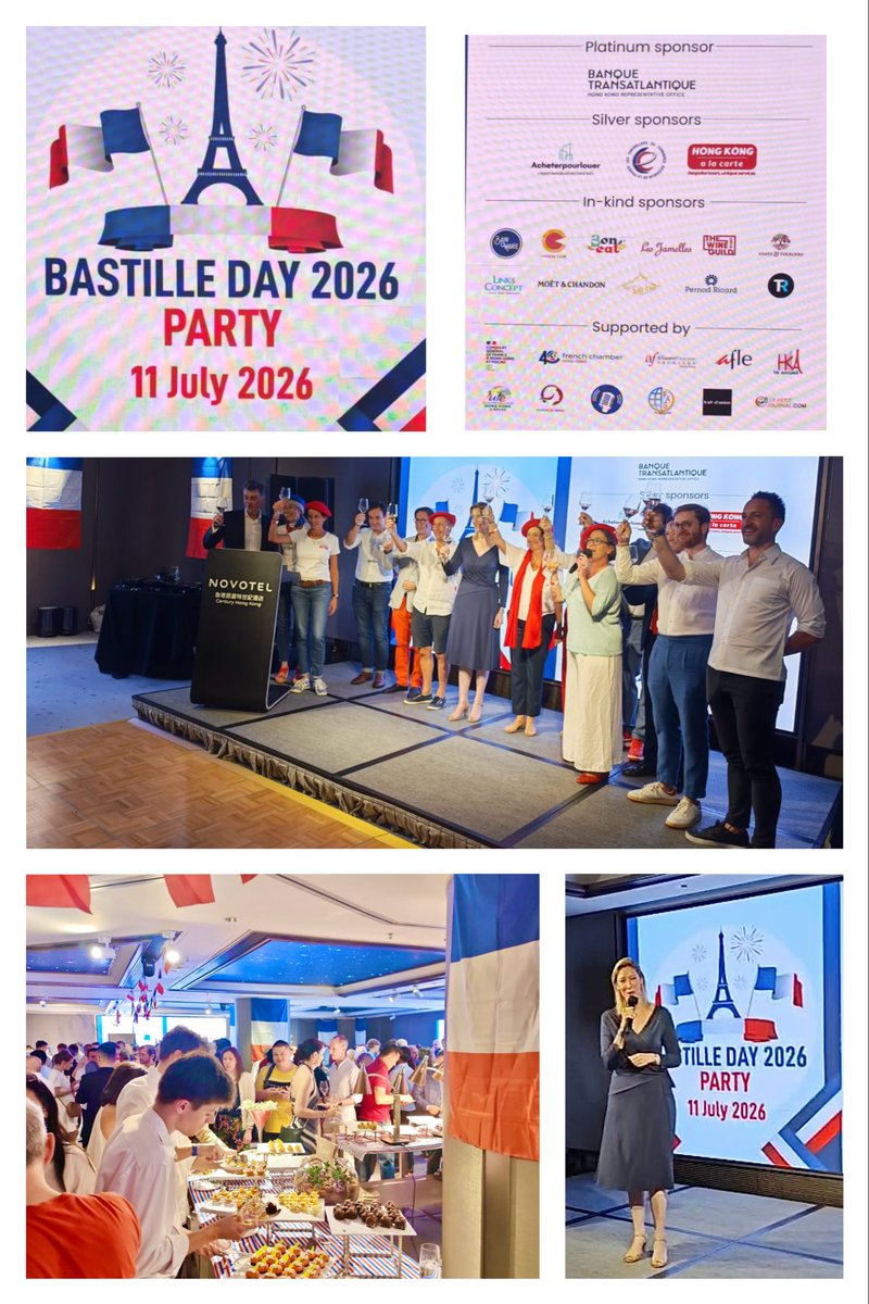 ChristileDrulhe's tweet photo. La communauté🇫🇷de Hong Kong a célébré un magnifique #14juillet! Bravo au comité d’organisation &amp; aux bénévoles avec nos associations, conseillers des Français de l’étranger, CCE, la Chambre+sponsors, avec le soutien du consulat: une formidable Team France tout au long de l’année! https://t.co/iThfLUhf0w