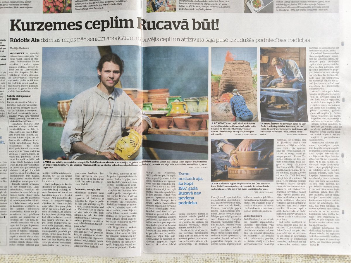 Vinotava's tweet photo. Rucavnieks Rūdolfs Ate ir atjaunojis vietējās podniecības tradīcijas, un tagad top formu, krāsu, dekorējumu un glazūru ziņā tradicionālie Rucavas trauki. Raksts @DienaLv https://t.co/WL7iBeXdys