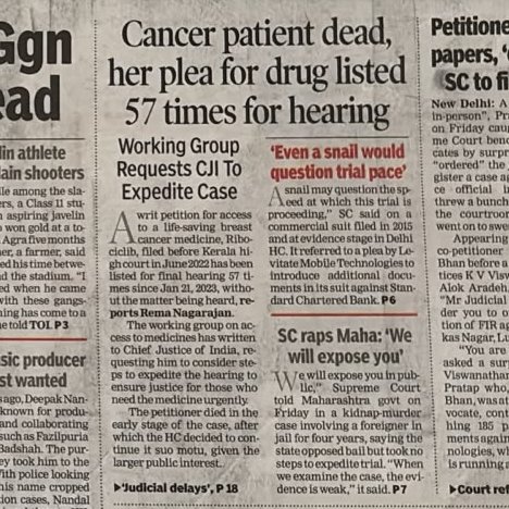 SnathNamboodiri's tweet photo. 57 delays. 1 petitioner dead.Women are dying because patented breast cancer drugs cost ₹78K/month, and the courts won't finalize the hearing. This is a public health crisis, not a pending file.Please act! @rashtrapatibhvn @PMOIndia @SupremeCourtInd @KeralaHighCourt @khcaaekm https://t.co/FPSymuAQNE