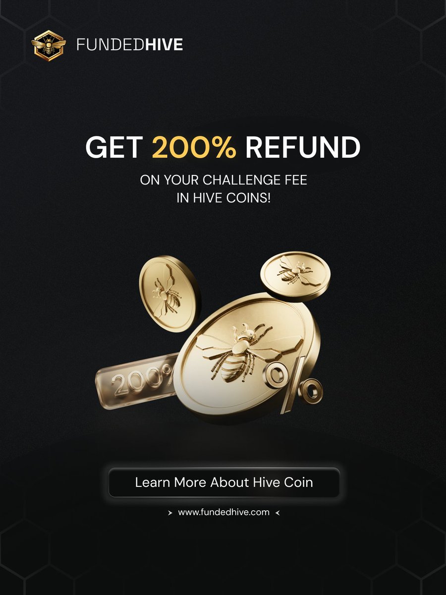 FundedHive's tweet photo. Turn your challenge fee into even more value with FundedHive! 🐝

Receive a 200% refund on your challenge fee in Hive Coins and use your coins toward future eligible purchases on FundedHive.

Pay for your challenge, build your trading journey, and earn twice the value back in Hive Coins.

More value. More opportunities. More reasons to trade with the Hive.

Learn more at https://t.co/lUojvmlStM