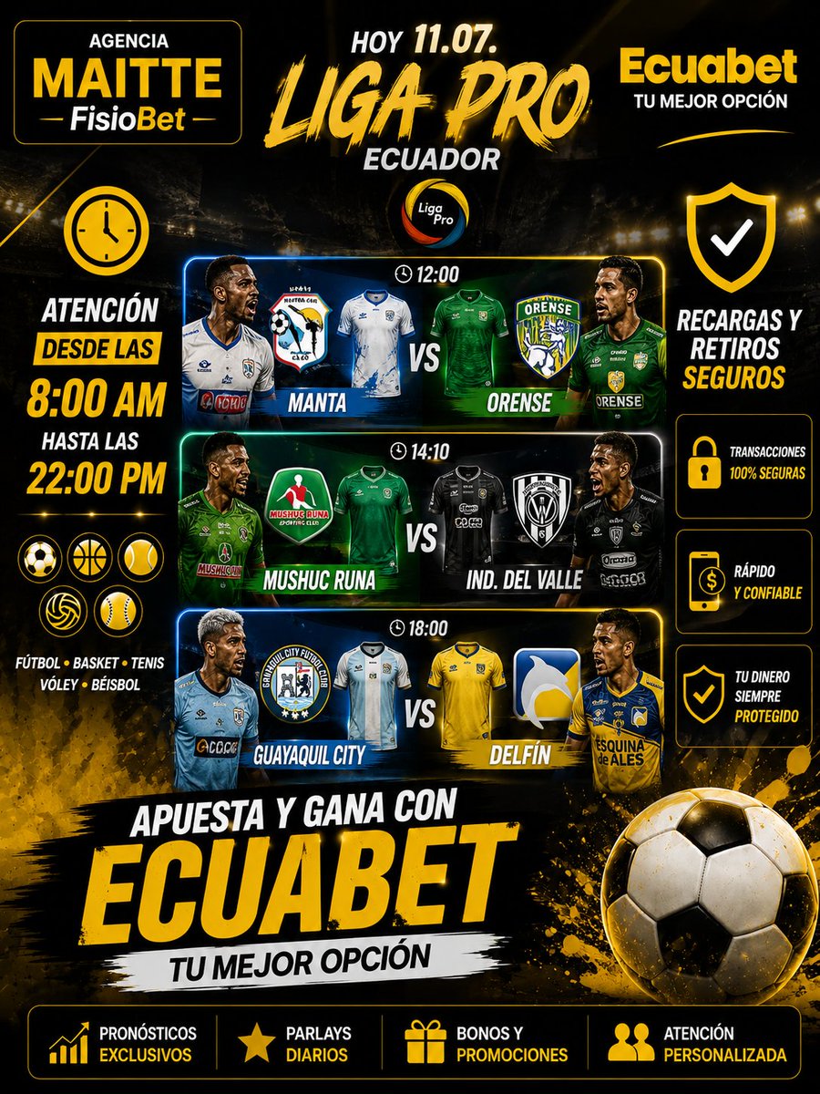 BetEcu593's tweet photo. @LigaProEcMemes
🔥 ¡Recarga conmigo y juega sin complicaciones!
✅ Atención rápida
✅ Retiros seguros
✅ Agencia Maitte FisioBet, tu mejor opción.
📲 0992537736
@MantaFutbolClub vs @orense
@musuchruna vs @idv
@city vs @delfin https://t.co/wgEKQg1PLC