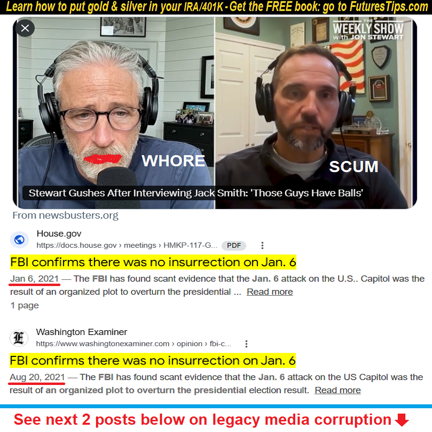 FuturesTip's tweet photo. JON STEWART'S DESCENT INTO PROSTITUTION IS COMPLETE—CHEERS HACK🪓SMITH AS HERO AGAINST "KING" TRUMP'S FASCISM &amp; LAWFARE

[Stewart Gushes After Interviewing Jack Smith: 'Those Guys Have Balls']—https://t.co/UD4UDVDaYI

Dem whore implies Deep State corruption only began under Trump https://t.co/tK5jSl9phP