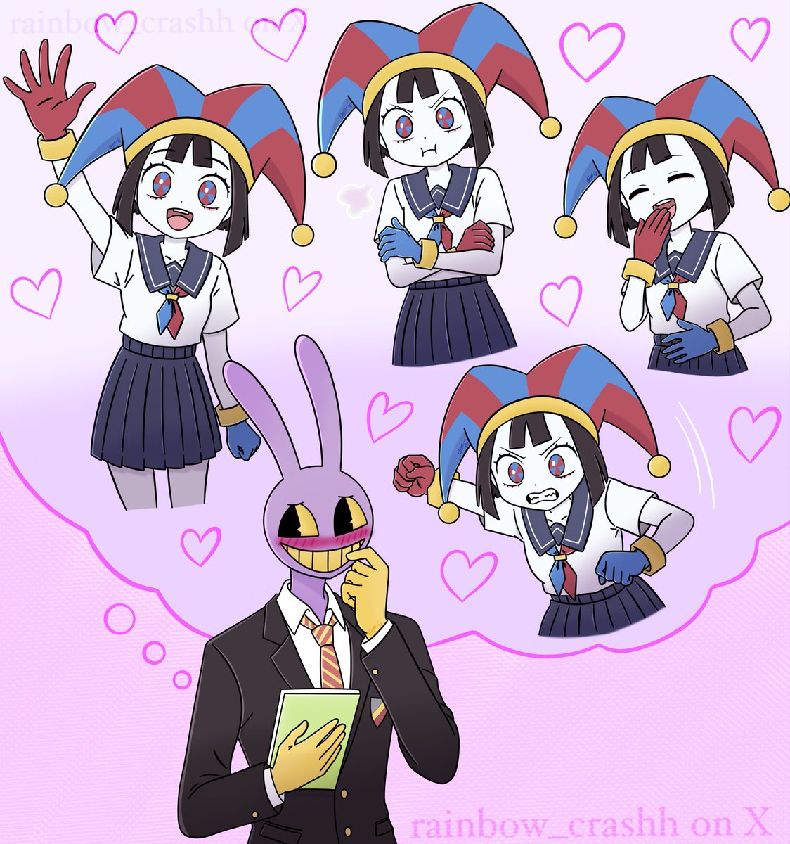 rainbow_crashh's tweet photo. Playing around artstyles, this one is 🔥🔥

#tadc #funnybunny #jax #pomni #theamazingidigitalcircus https://t.co/gkFPRBaT38