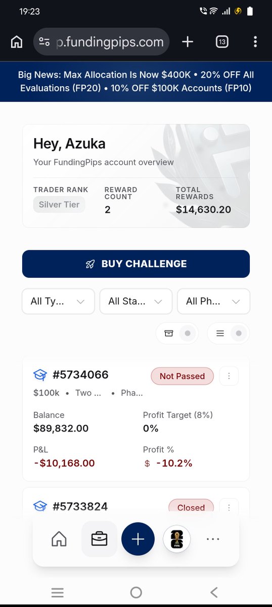 AzodoMichael's tweet photo. @Khldfx Please give one of the account, me self I don try for funding pips, I have lost five consecutive 100k account in a row, I don go do backtesting and made some necessary adjustments on my strategy, I need this account https://t.co/v4g071CI27