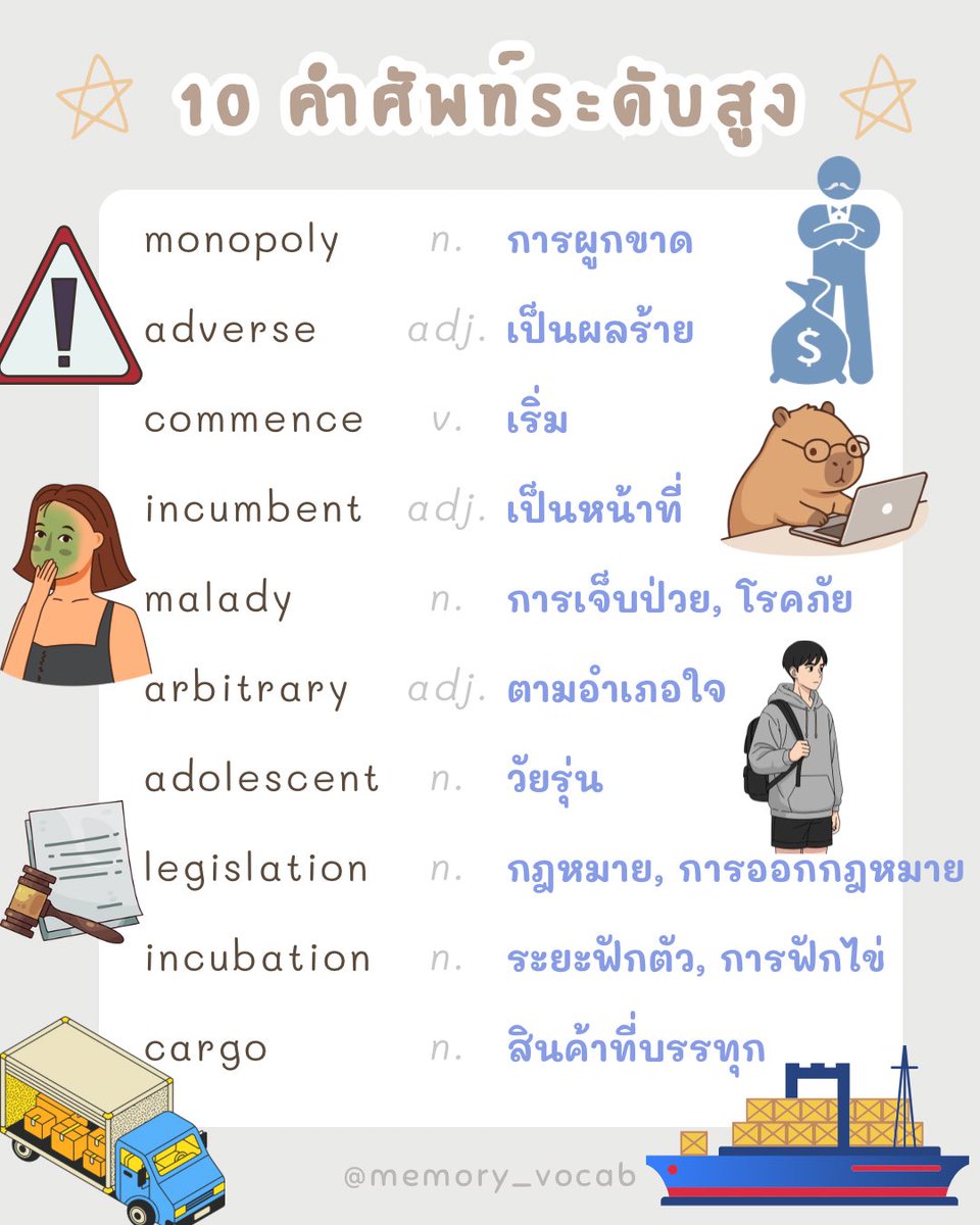 memory_vocabb's tweet photo. 10 คำศัพท์ระดับสูง 🍪🐶🐕  

✅ตัวอย่างประโยคและคำแปลด้านล่าง👇   
✏️ศัพท์จากไฟล์ศัพท์ DIGITAL ENGLISH VOCAB  #ท่องศัพท์ #ภาษาอังกฤษ https://t.co/hL8ITv0pWM