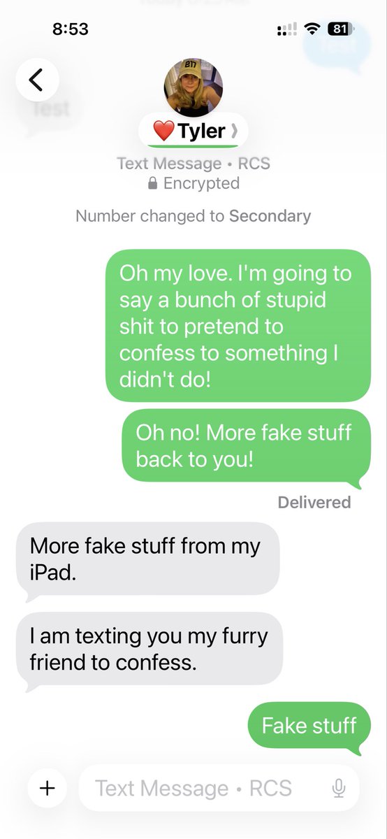 pattygifflaw's tweet photo. So I have a secondary number on my phone. Just by changing contact information, I was able to quickly do this as a test. (And I am not savvy with this stuff.) Unless I see metadata, I’m not buying the texts. https://t.co/8NwIvDGbXP