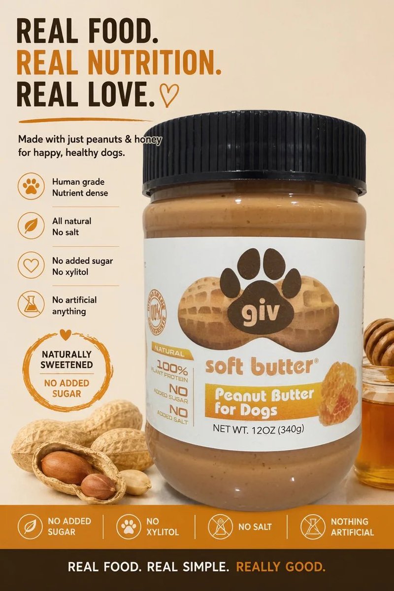 dogpeanutbetter's tweet photo. Dog Safe Peanut Butter. REAL FOOD, made in the USA. Human grade peanut butter made with ONLY 2 INGREDIENTS; roasted peanuts blended with sweet honey.

https://t.co/WMa2gCTNLJ https://t.co/pg5zYnfisx