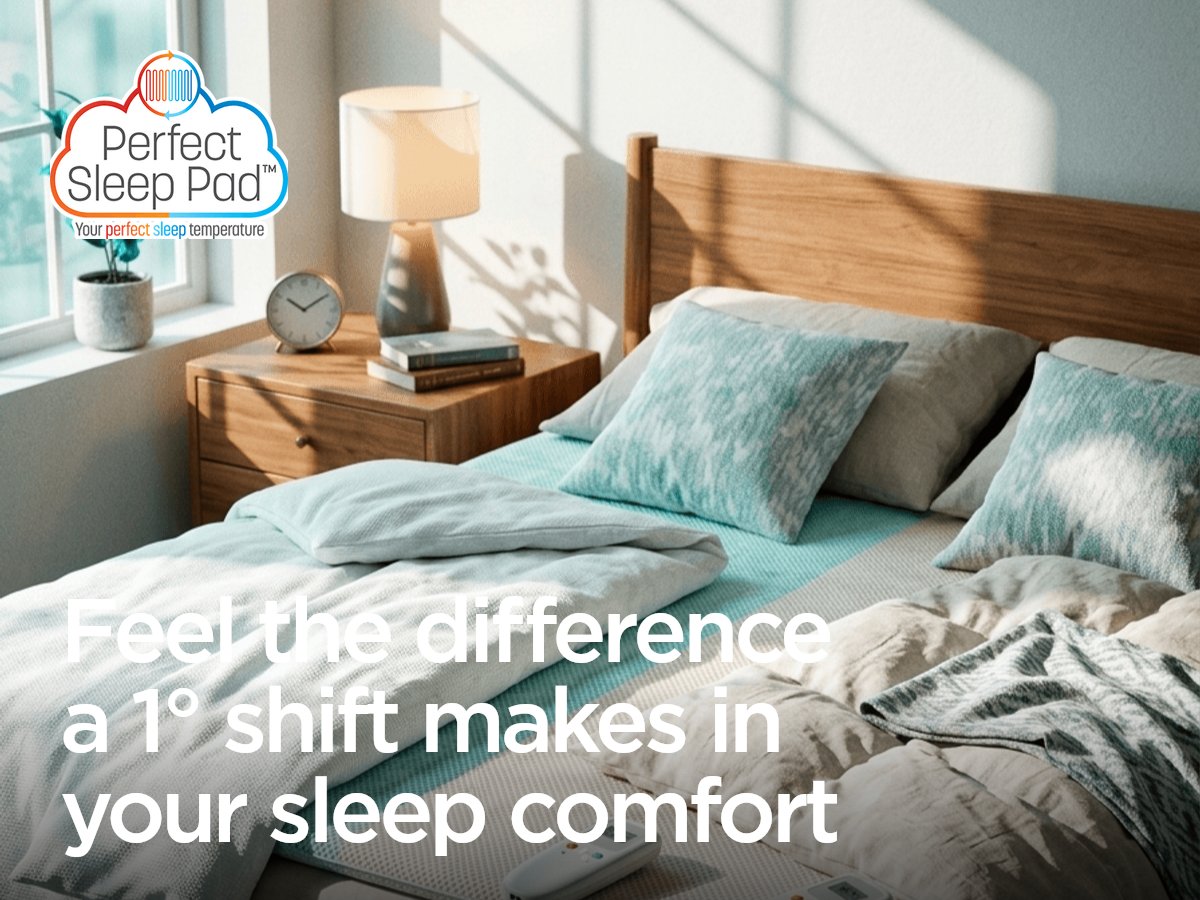 PerfectSleepPad's tweet photo. You’re not imagining this: a 1° shift can feel huge if you sleep hot. Small changes can trigger night sweats and tossing. Your body’s changing, your sleep setup should too. HOTSLEEPER SLEEPBETTER10!

Learn More https://t.co/DXnecs637A #BetterSleep #DeepSleep #SleepSolutions https://t.co/hmQjhdUdf6