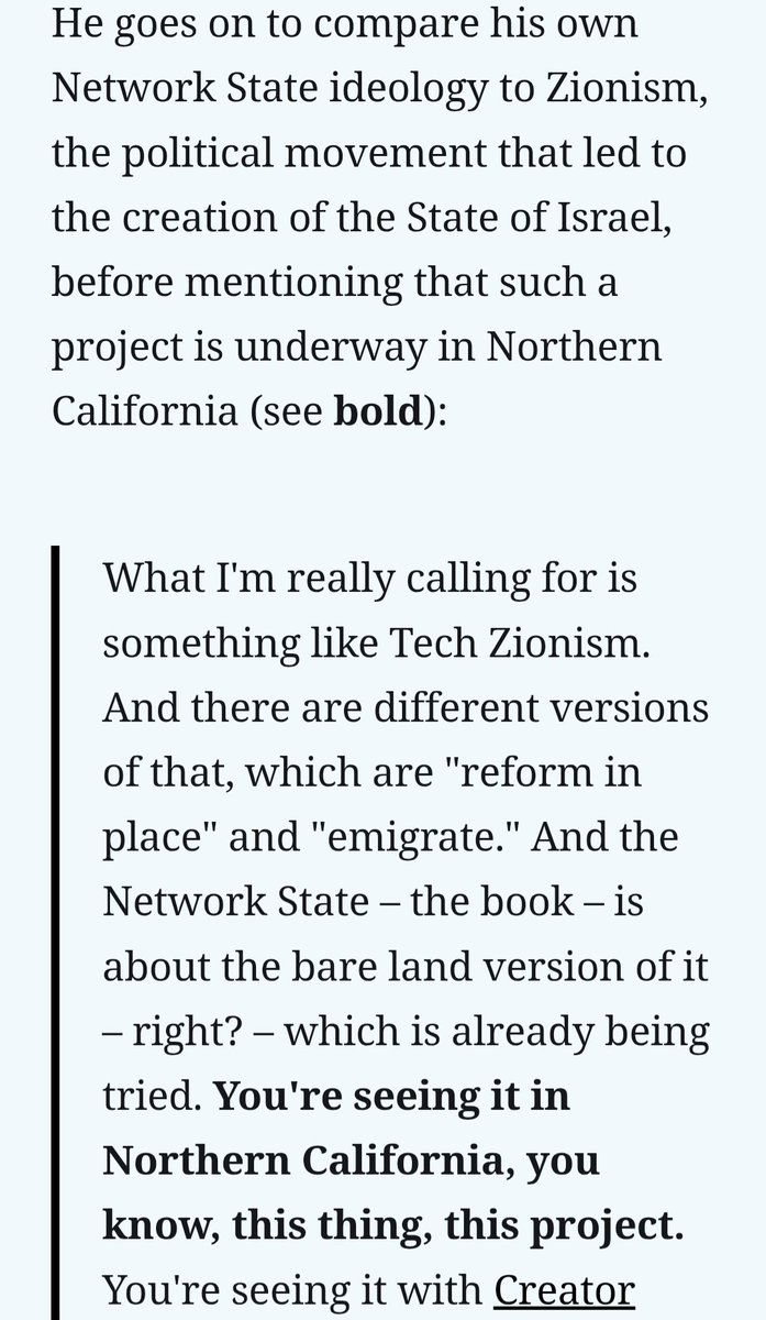 RimauXI's tweet photo. "He goes on to compare his own Network State ideology to Zionism, the political movement that led to the creation of the State of Israel"
"What I'm really calling for is something like Tech Zionism"

Menang sorak, kampung tergadai. https://t.co/zjWjoto6TD