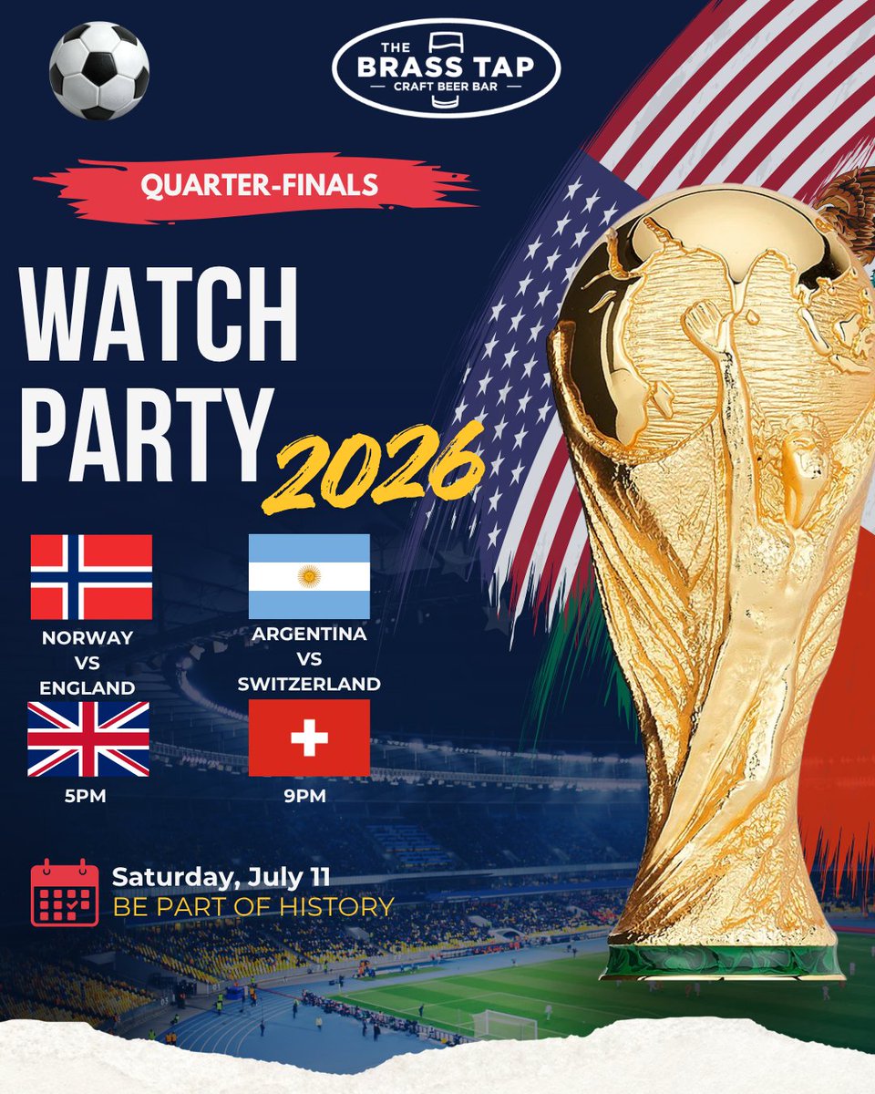 brasstapPC's tweet photo. Come catch the games today with us!

⚽ 5pm | Norway vs. England
⚽ 9pm | Argentina vs. Switzerland https://t.co/7Td3rvimuS