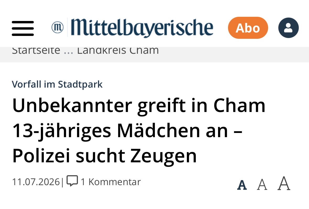 til_ros's tweet photo. „Nachdem die 13-Jährige seine Annäherungsversuche ablehnte, soll der Mann sie unvermittelt von hinten an den Haaren gepackt, zurückgezogen und gegen eine Wand gedrückt haben.“ - Polizei bittet um Hinweise - Täterbeschreibung Fehlanzeige. https://t.co/AvADGXCW8Z