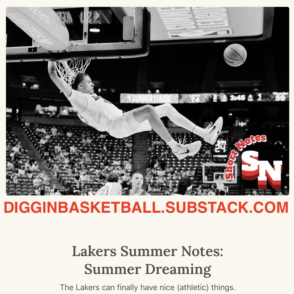 iztok_franko's tweet photo. The Lakers can finally have nice (athletic) things.

Thoughts from an incredibly fun Summer League game:
- Carr's multi-level scoring flashes
- Thiero's encouraging small steps
- Mañon's relentless ball pressure

Plus why this team has me dreaming a little.
https://t.co/UPvQC9zfmG