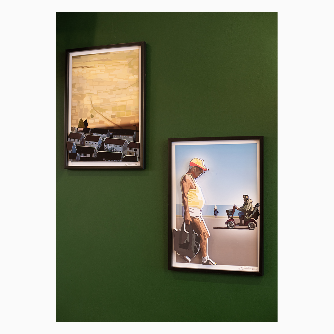 JonPountney1's tweet photo. Absolutely LOVE these takes on my photos by fellow artists (instagram handles) @radicalrhymes1 and @aguycalledminty, on show in Hot Gossip in Treorchy! On show today and Sunday as part of the brilliant Rhondda Arts Festival https://t.co/lojwoVtxHO