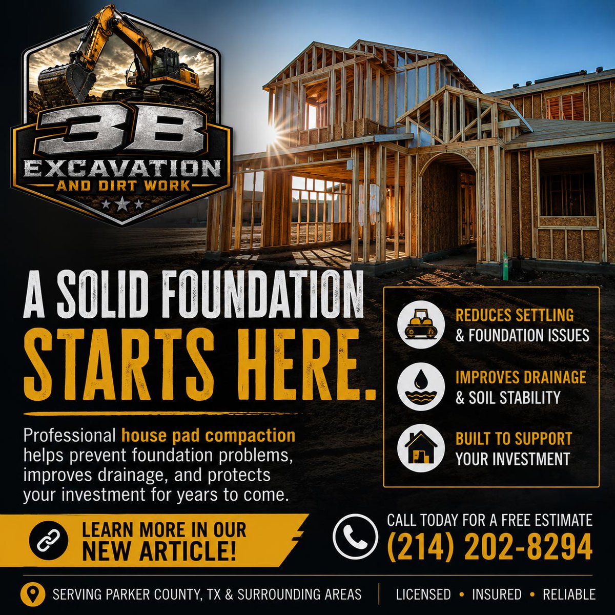 3bdirtwork's tweet photo. A strong foundation starts before the concrete is poured.

Read more:
 https://t.co/yr5RBMrnKG
📞 (214) 202-8294

#Excavation #Construction #HousePad #ParkerCounty #Texas #DirtWork #Foundation #SitePreparation https://t.co/518EK7ccM5